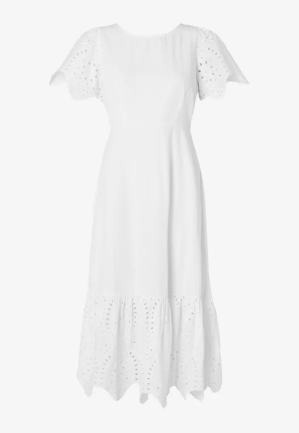 Selected Women - Maxiklänning slfKelli SS Ankle Broderi Dress - Vit – Ellos