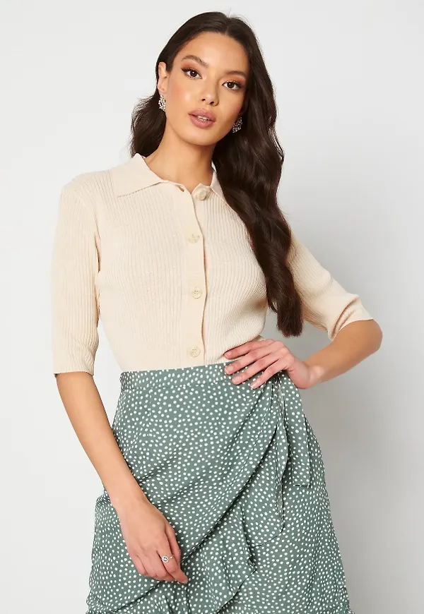 SELECTED FEMME Ally SS Knit Poloneck Sandshell L