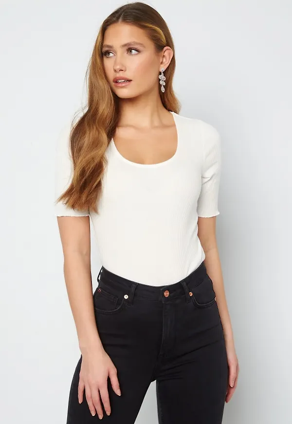 SELECTED FEMME Anna SS U-Neck Tee Snow White XL