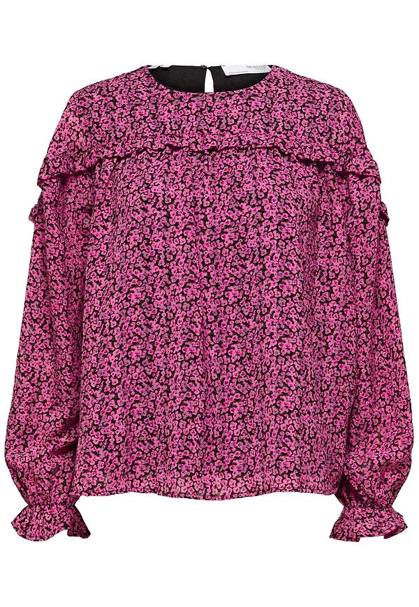 SELECTED FEMME Blus 'Quira' khaki / rosa / svart