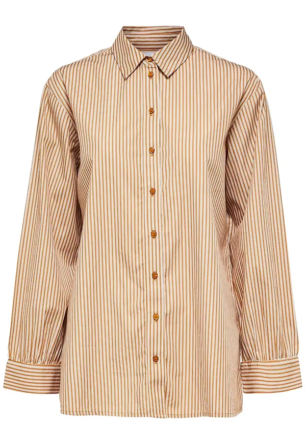 SELECTED FEMME Blus 'Reka' karamell / vit