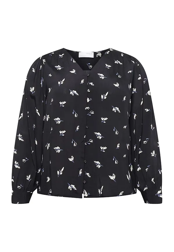Selected Femme Curve Blus 'Walde' svart / vit