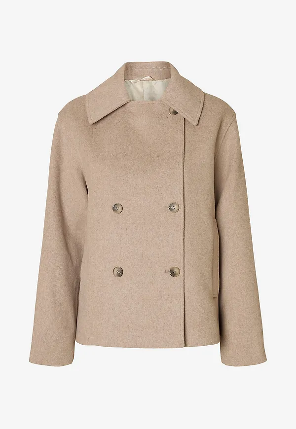 Selected Women - Jacka slfAlma Wool Blend - Beige