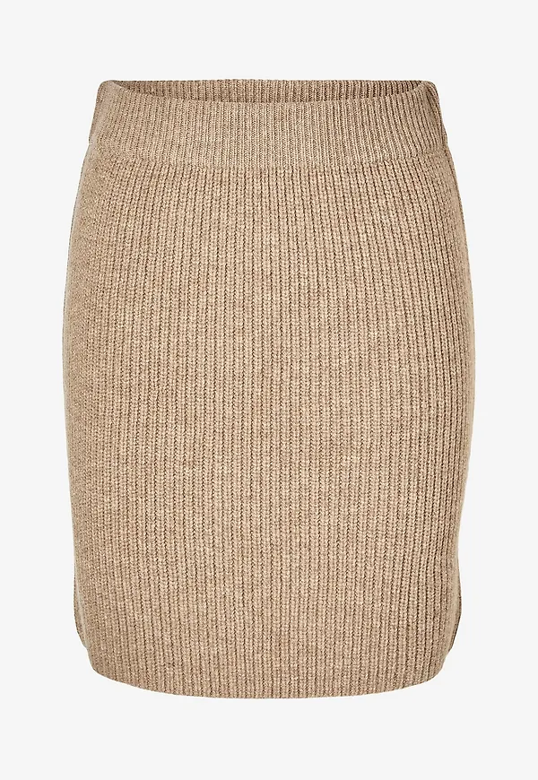 Selected Women - Kjol slfMary Short Knit Skirt - Beige