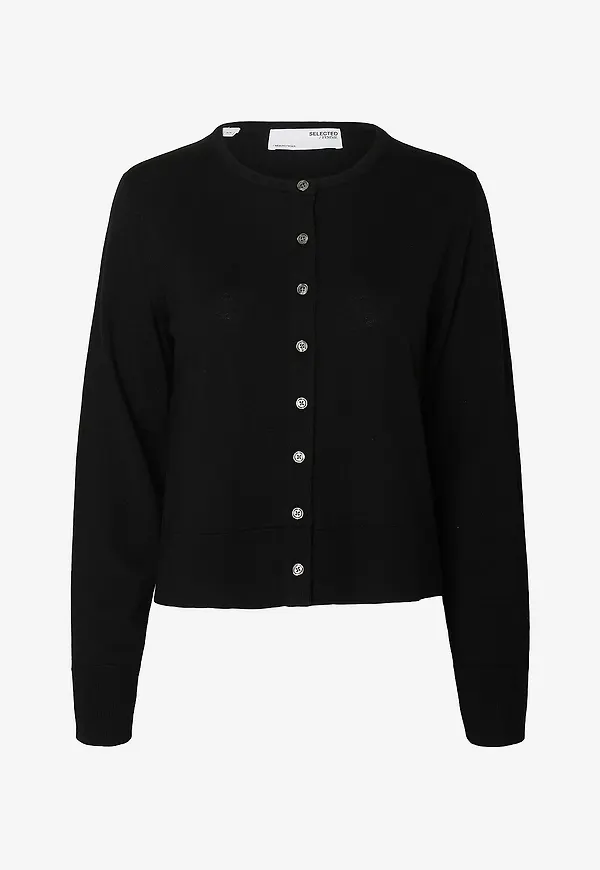 Selected Women - Kofta slfThea LS Knit Merino - Svart