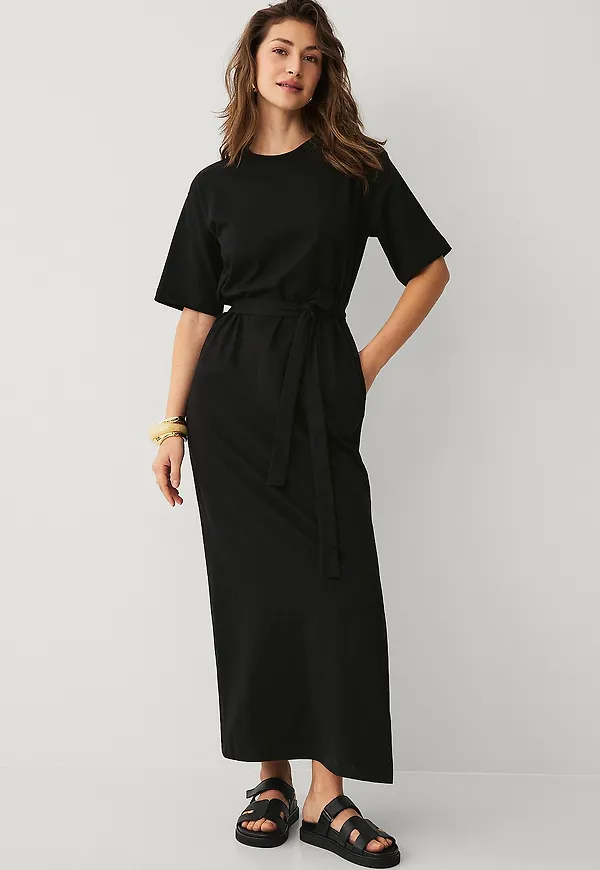 Selected HOMME - Maxiklänning slfEssential SS Pocket Ankle Dress - Svart