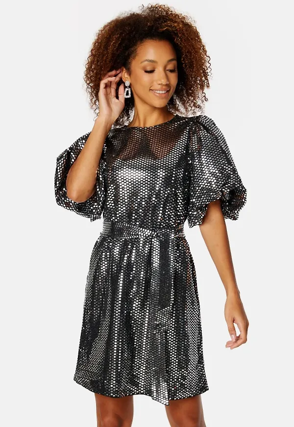 SELECTED FEMME Sandy 3/4 Short Dress Black Detail:W SILVE M