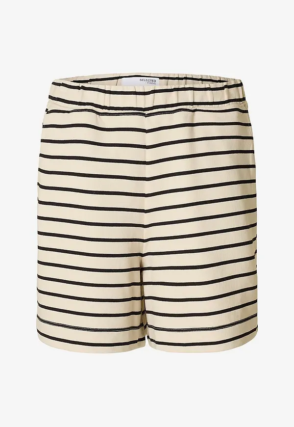 Selected Women - Shorts slfElise HW Striped Shorts - Svart