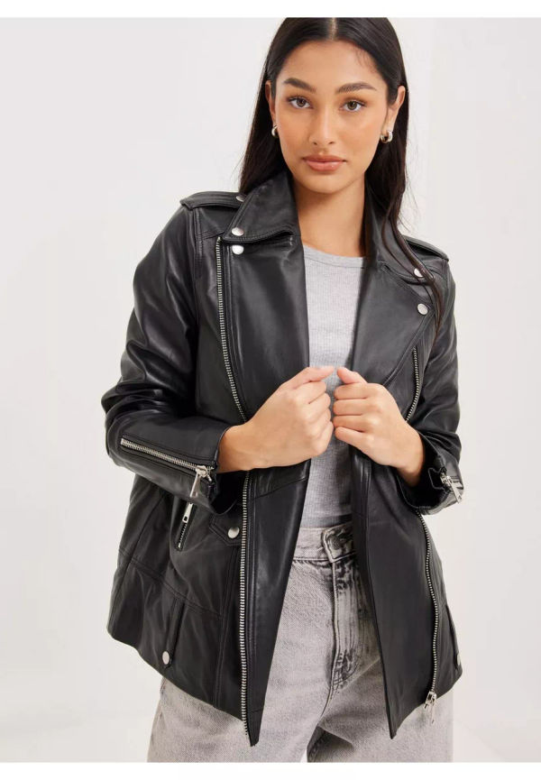 Selected Femme Slfmadison Leather Jacket B Noos Skinnjackor Black