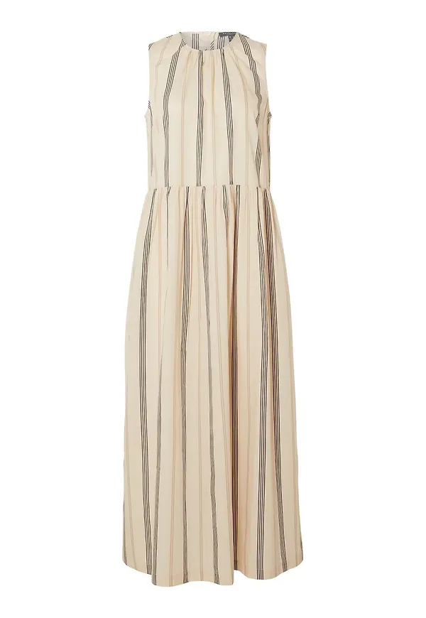SELECTED FEMME Sommarklänning 'Mita' sand / ljusbeige / mörkbrun