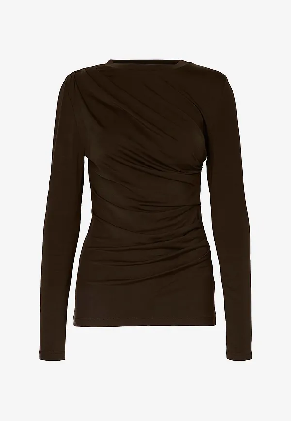 Selected Women - Topp Slfilina LS Top - Brun