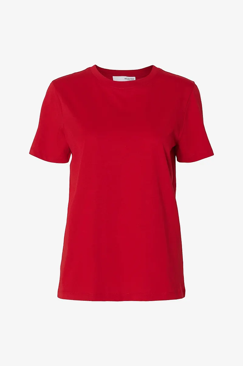 Selected Women - Topp slfMyessential SS O-neck Tee - Röd