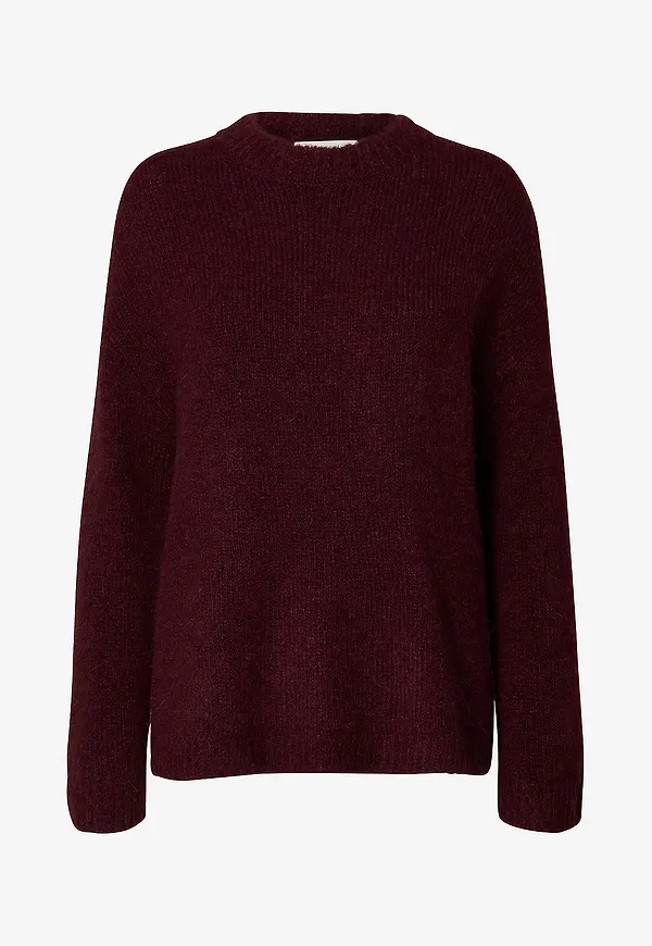 Selected Women - Tröja slfGabriella LS Knit New O-neck - Röd