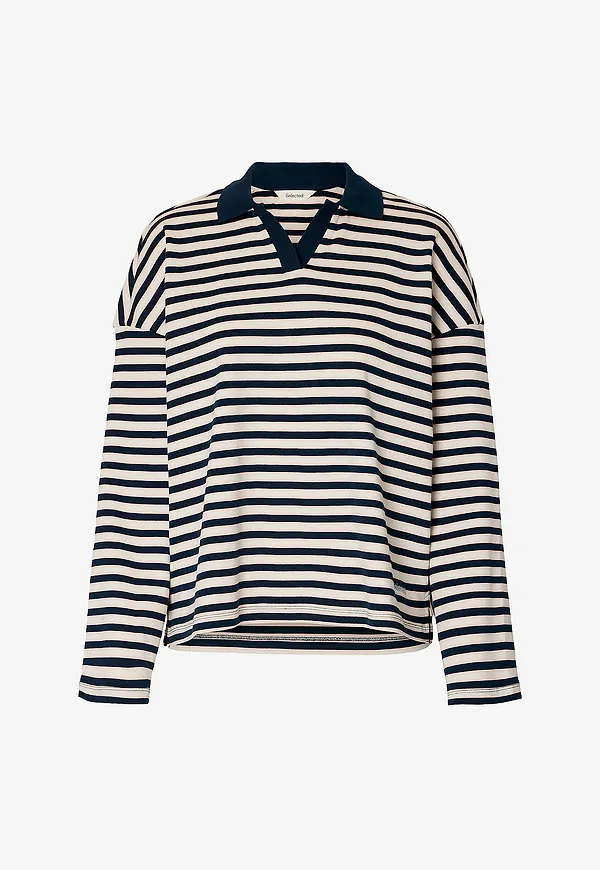 Selected Women - Tröja slfMilly LS Polo - Blå