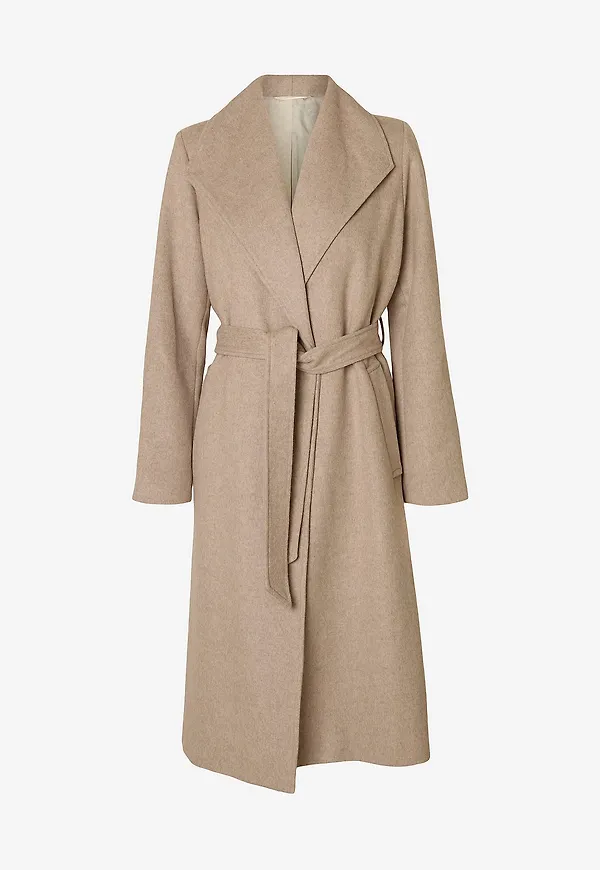 Selected Women - Ullkappa slfRosa Wool Blend - Beige