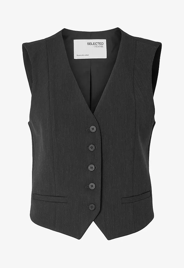 Selected Women - Väst slFrita Vest Dgm - Grå