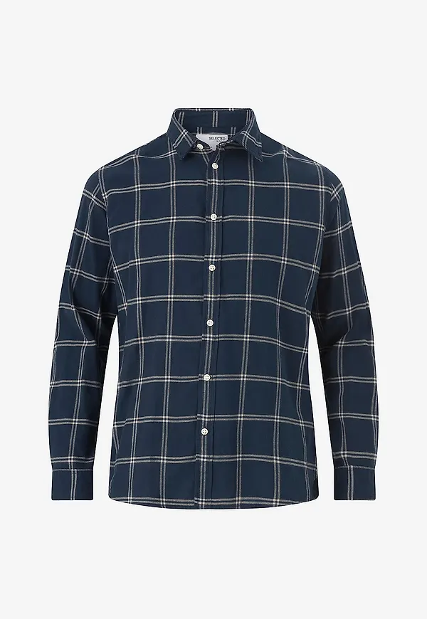 Selected Men - Skjorta slhSlimowen Flanel Shirt LS - Blå
