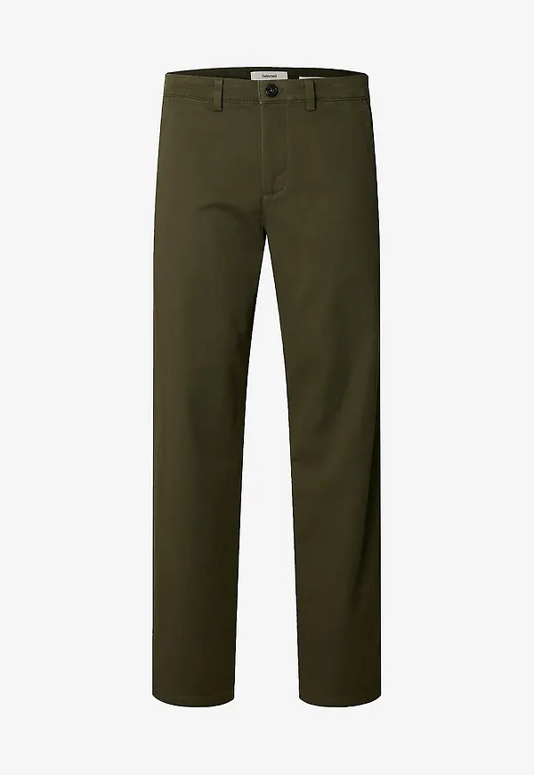 Selected Men - Byxor SLM196-STRAIGHT MILES TWILL PANT NO - Grön