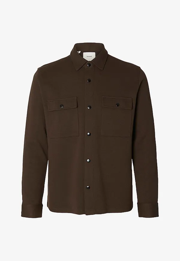 Selected Men - Overshirt slhJackie Sweat Jacket - Brun