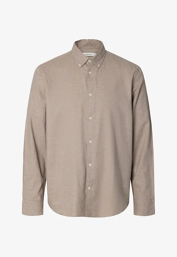 Selected Men - Skjorta Slmregcole Jay Melange Ls Shirt Noo - Brun