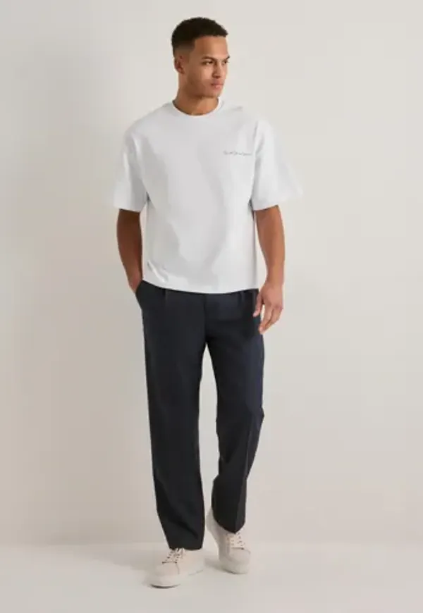 Selected Men SLH220-Loose Otto Wool Blnd Pleat P Kostymbyxor Blå