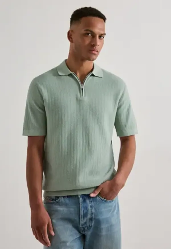 Selected Men Slhcran Ss Knit Structure Half Zip Half zip Blå
