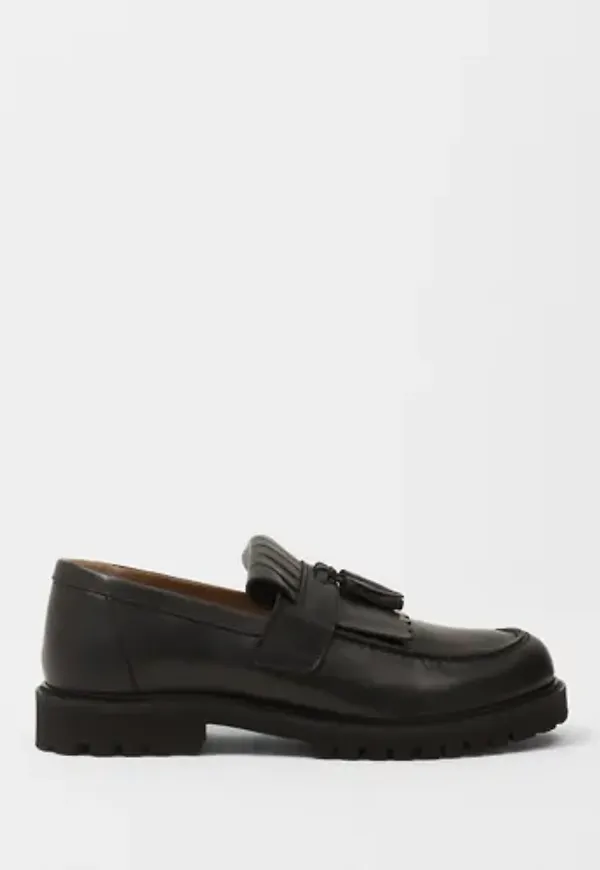 Selected Men Slhhugo Leather Kiltie Tassel Loafe Skor Svart