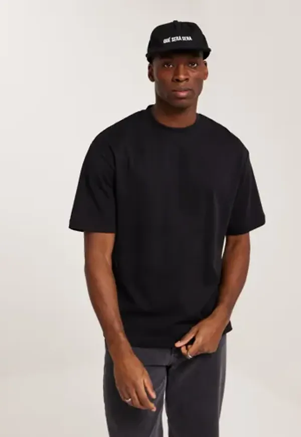 Selected Men Slhlooseoscar Ss O-Neck Tee Noos Oversized t-shirts Svart