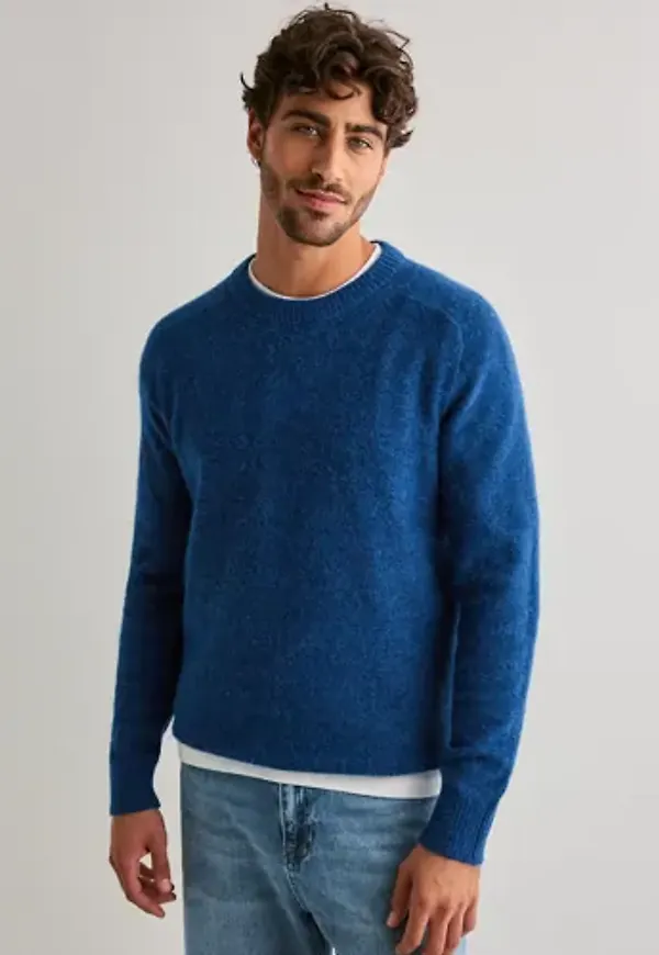 Selected Men Slhrai Ls Knit Crew Neck Stickade tröjor Blå