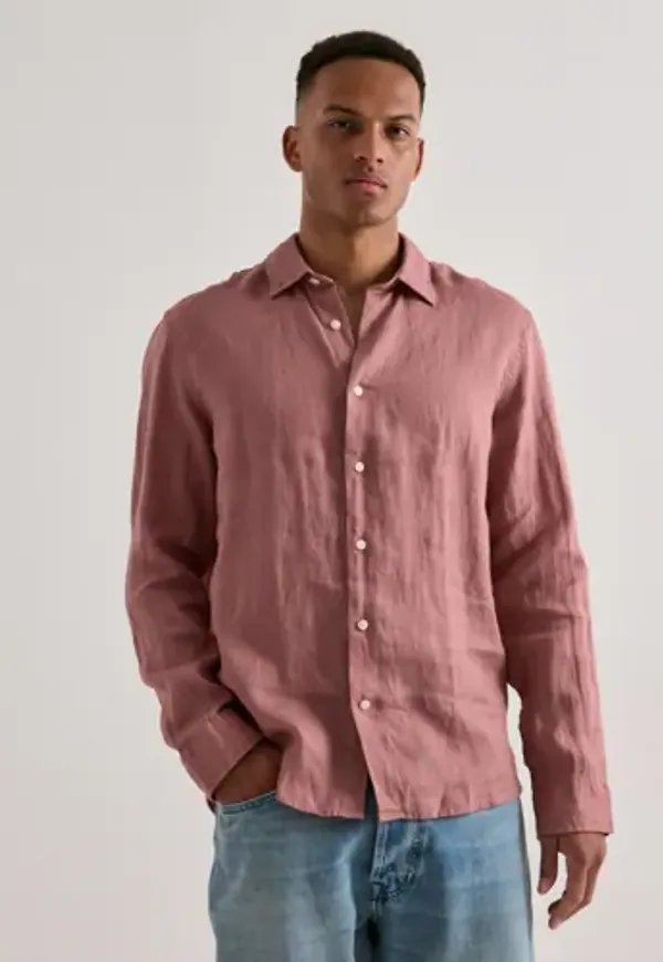 Selected Men Slhregkylian Linen Ls Shirt Linneskjortor Rose
