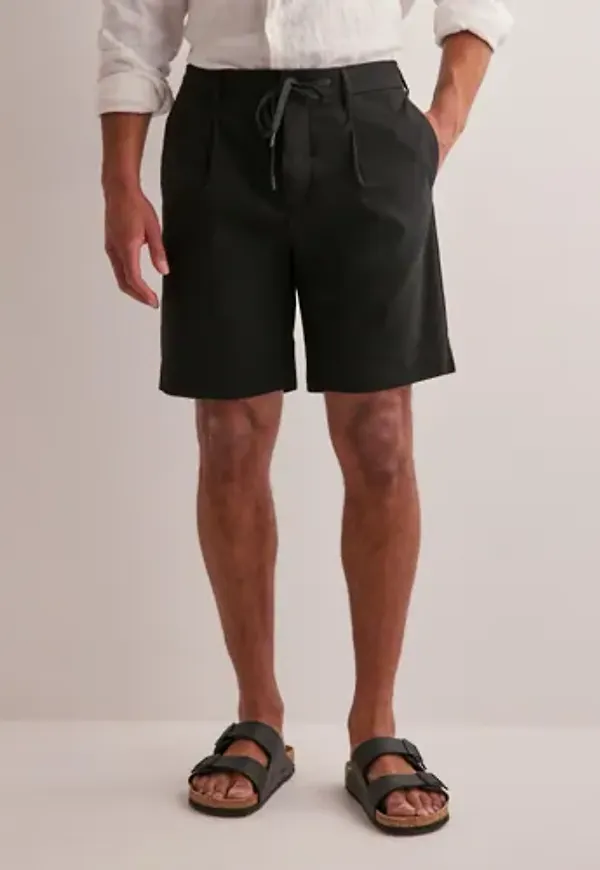 Selected Men Slhregular-Leroy Pleat Shorts Noos Shorts Svart