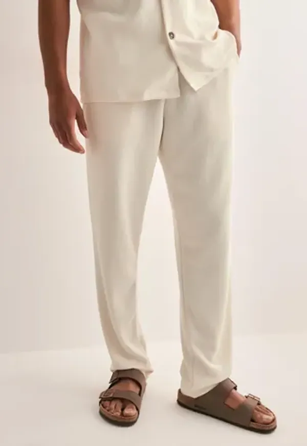 Selected Men SLHSTRAIGHT196-Plisse Trouser Ex Byxor Beige
