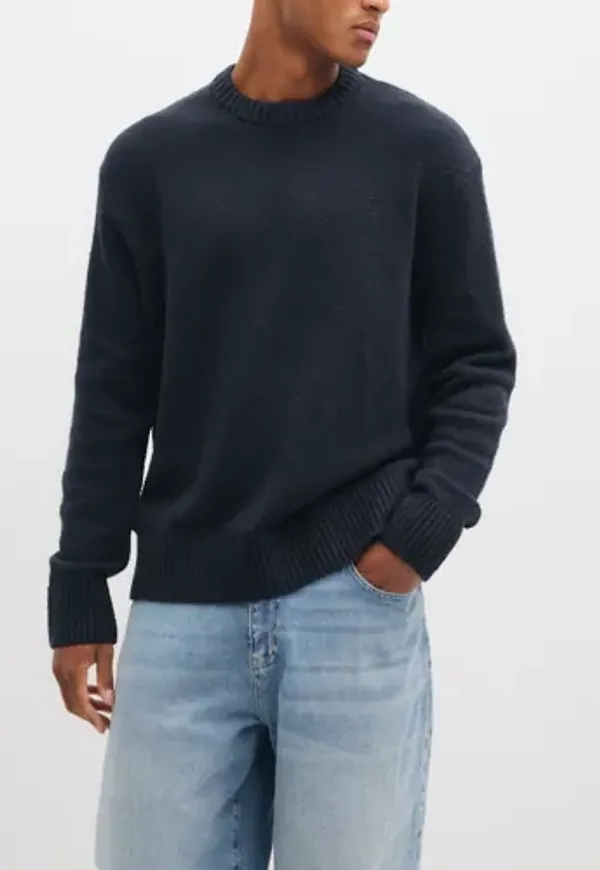 Selected Men Slmalex Ls Knit Crew Neck Noos Sweatshirts Blå