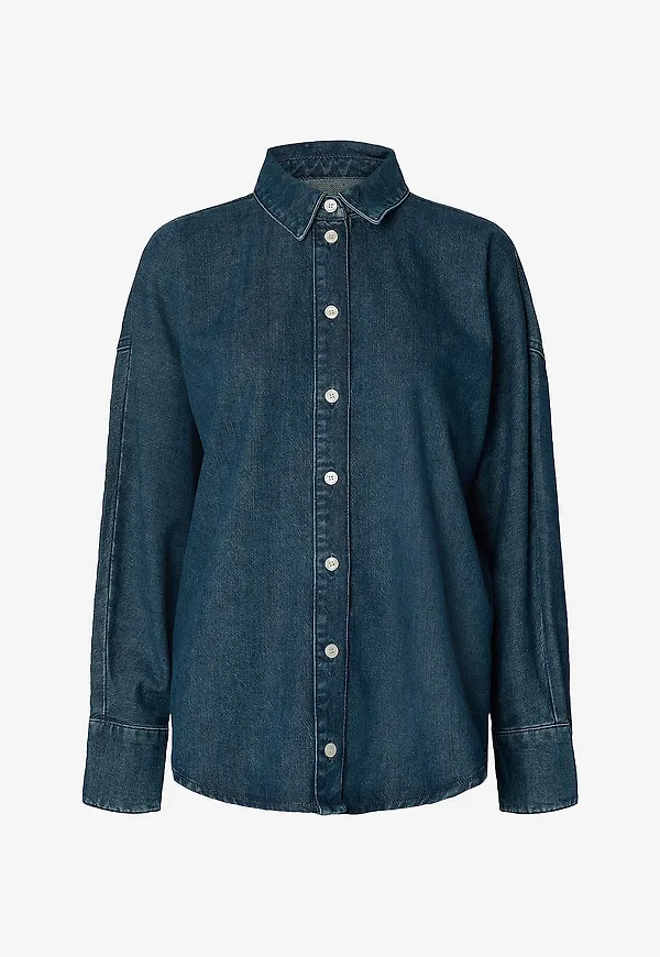 Selected Women - Jeansskjorta Slwbella Batsleeve Denim Shirt - Blå