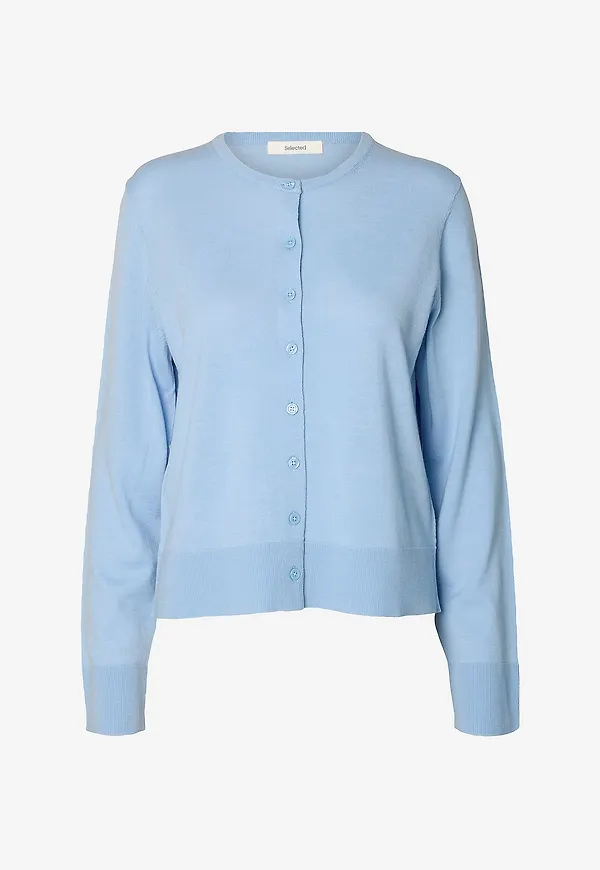 Selected Women - Kofta slfThea LS Knit Merino - Blå