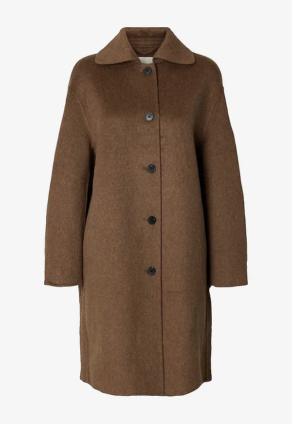 Selected Women - Ullkappa Slwgeri Handmade Coat - Natur
