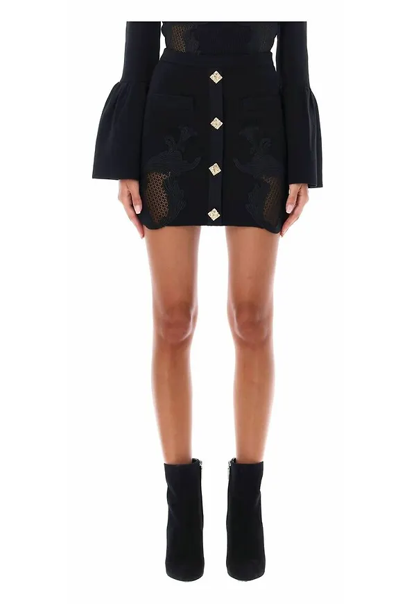 Self Portrait Skirt Aw22122Sbk Svart, Dam