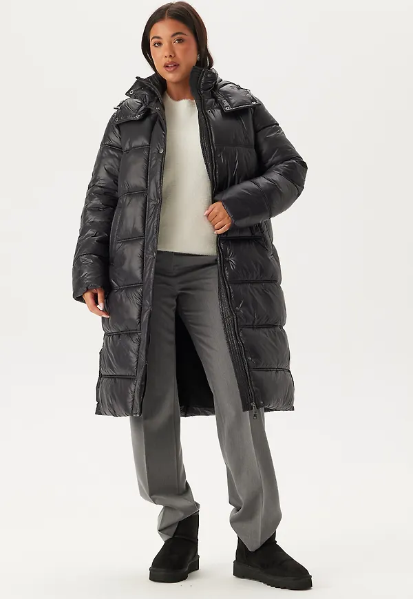 Semi Shiny Long Padded Jacket