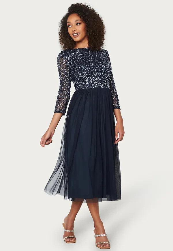 Sequin Bodice Mid Dress
