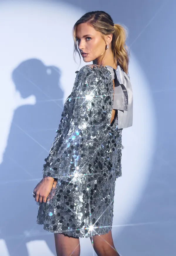 Sequin Bow A-Line Dress