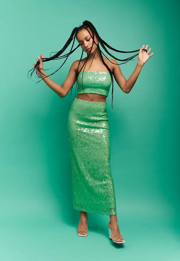 Sequin maxi skirt
