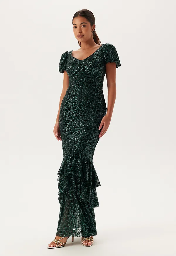 Sequin Tiered Hem Maxi Dress