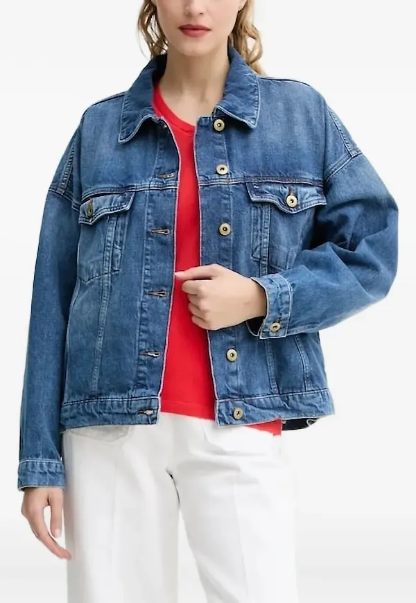Sessùn jeansjacka med knäppning - Blå