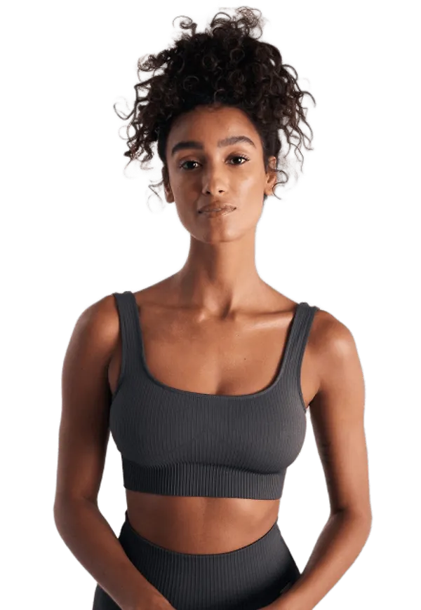 Shadow Grey Ribbed Seamless Bra