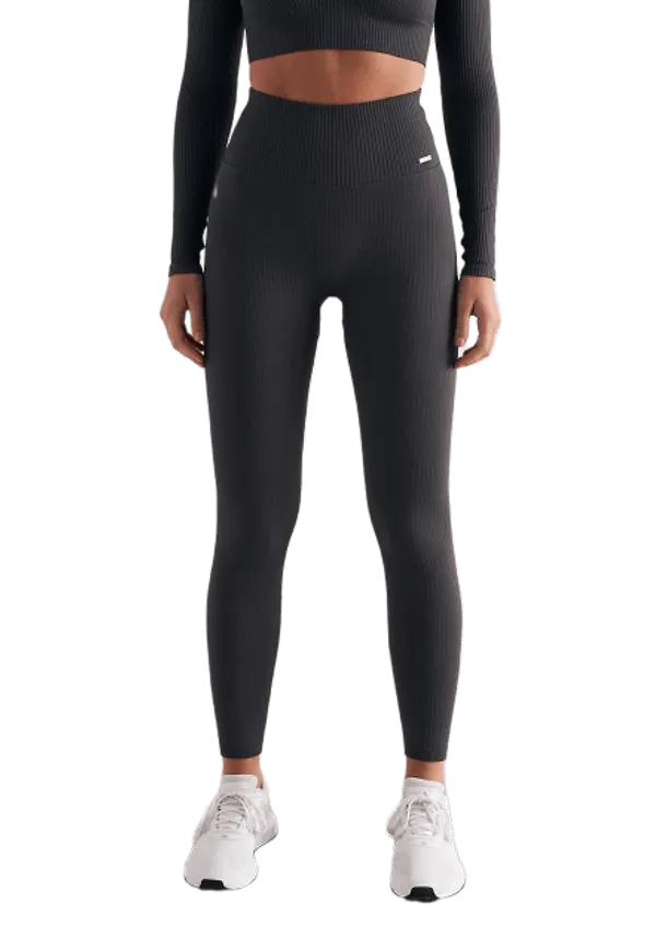 Shadow Grey Ribbed Seamless Tights