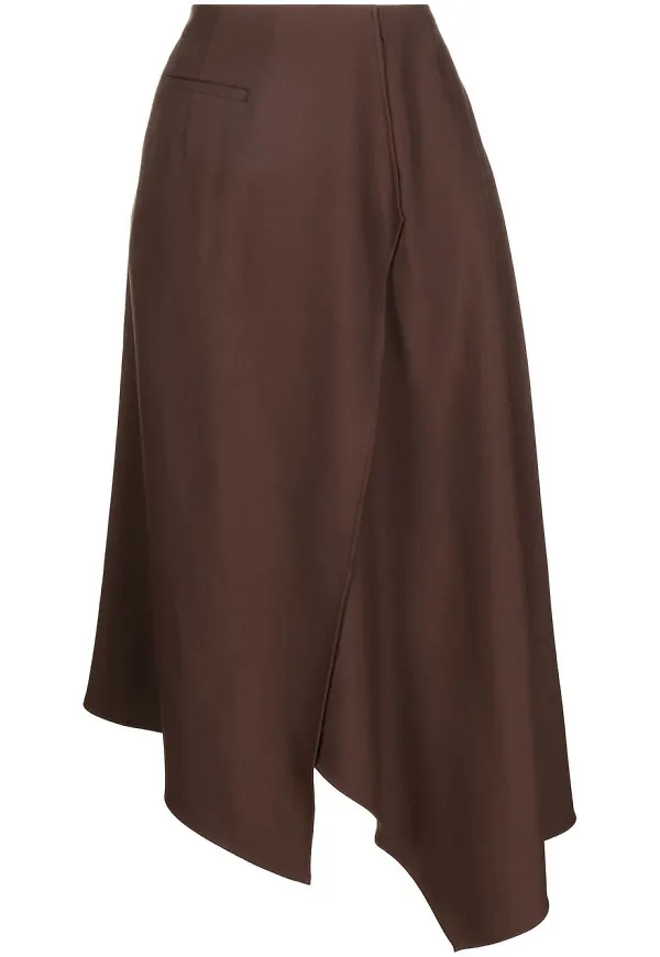 Shanghai Tang asymmetrisk midikjol - Brun