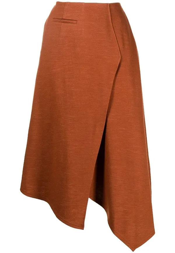 Shanghai Tang asymmetrisk midikjol - Brun