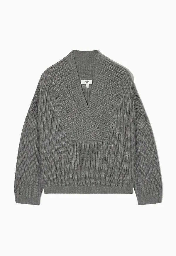 SHAWL-COLLAR CASHMERE-BLEND JUMPER