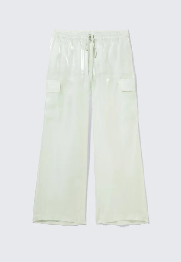Sheer Drawstring Wide Leg Trousers