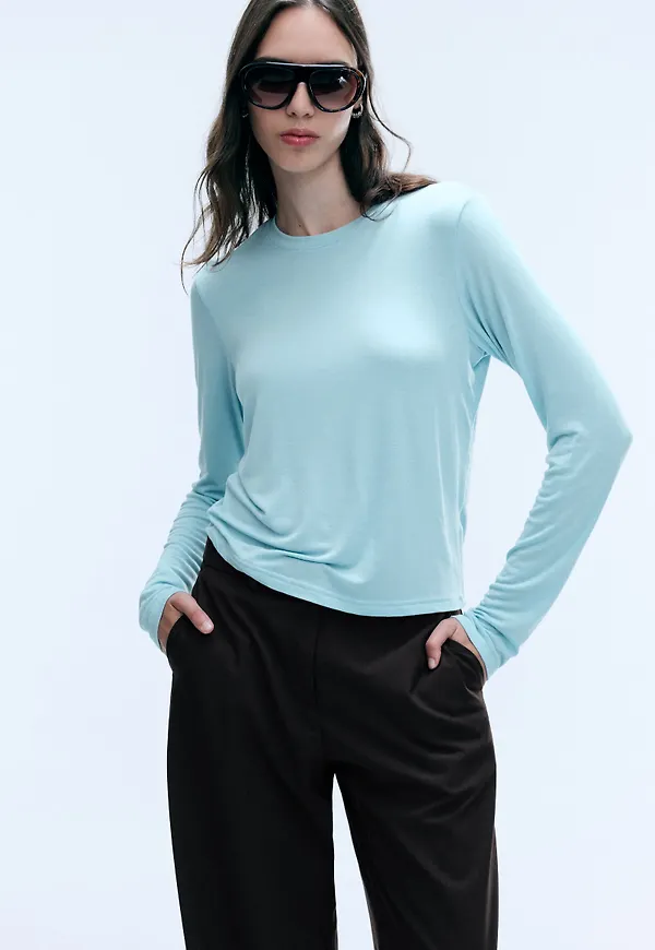 Sheer long-sleeve T-shirt